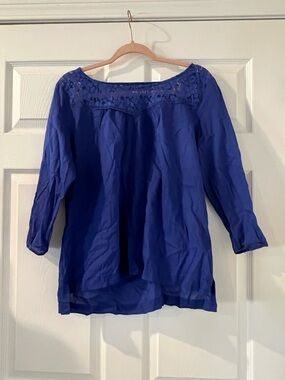 GAP Cobalt Blue Crochet Yoke Tunic